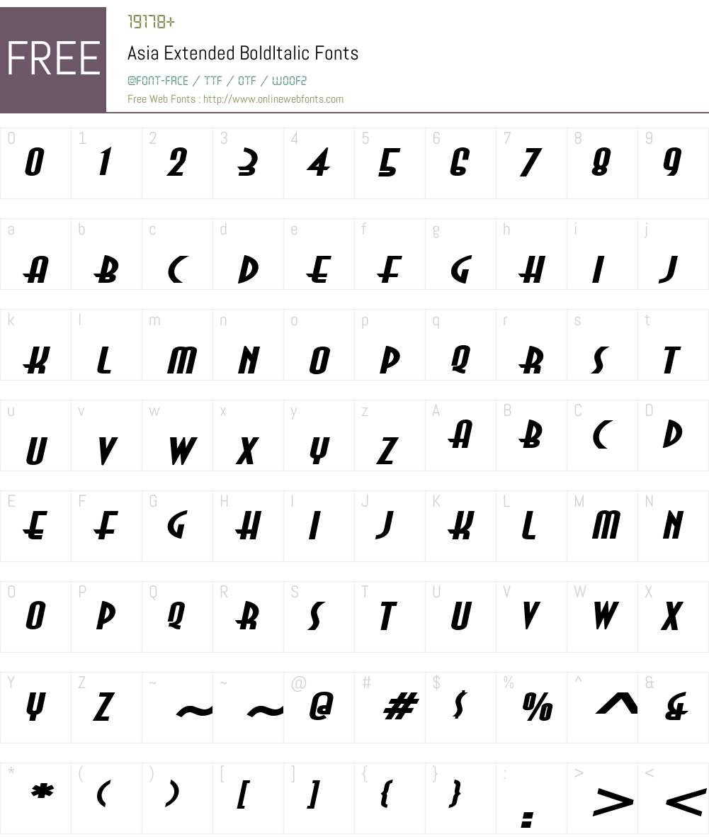 Asia Extended Font Screenshots
