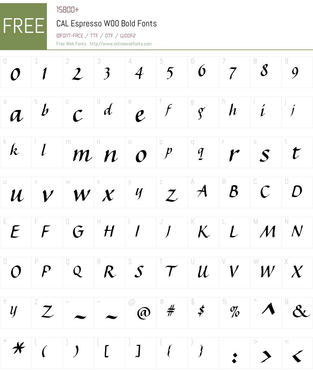 CALEspressoW00-Bold Font Screenshots