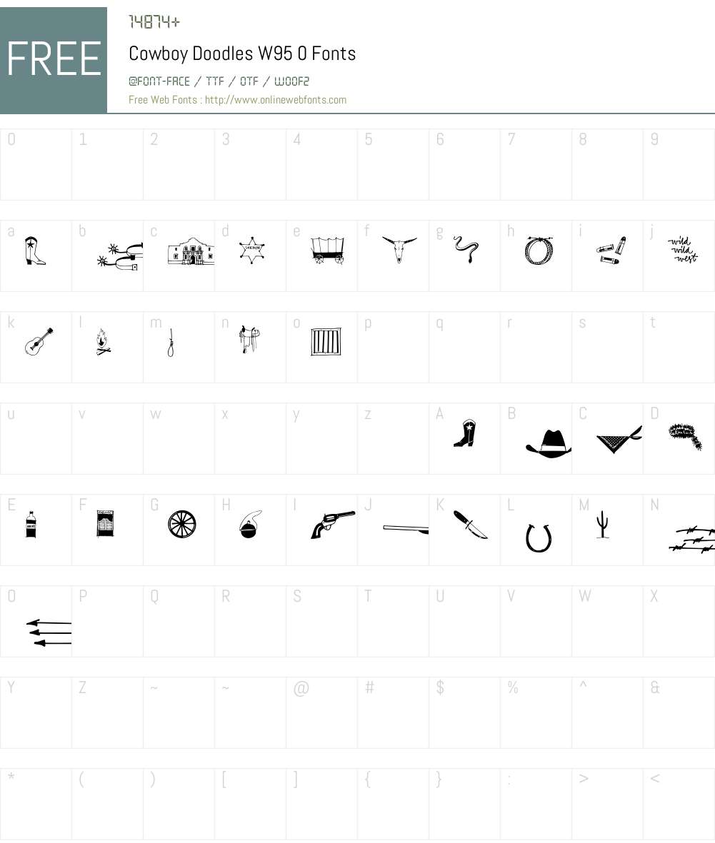 CowboyDoodlesW95-0 Font Screenshots