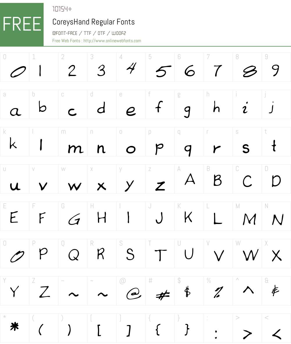 CoreysHand Font Screenshots