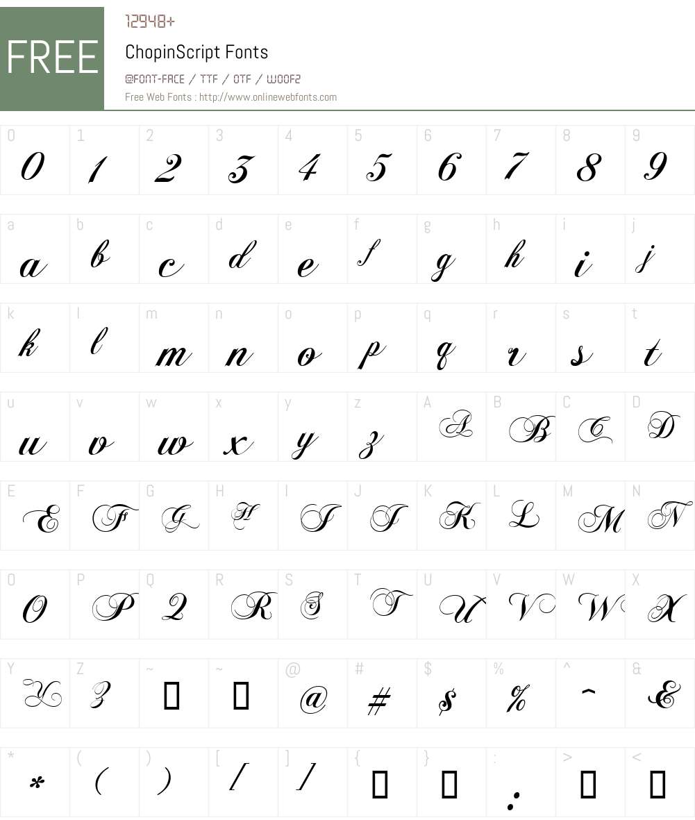 ChopinScript Font Screenshots