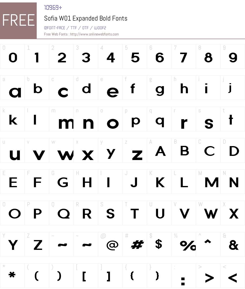 SofiaW01-ExpandedBold Font Screenshots