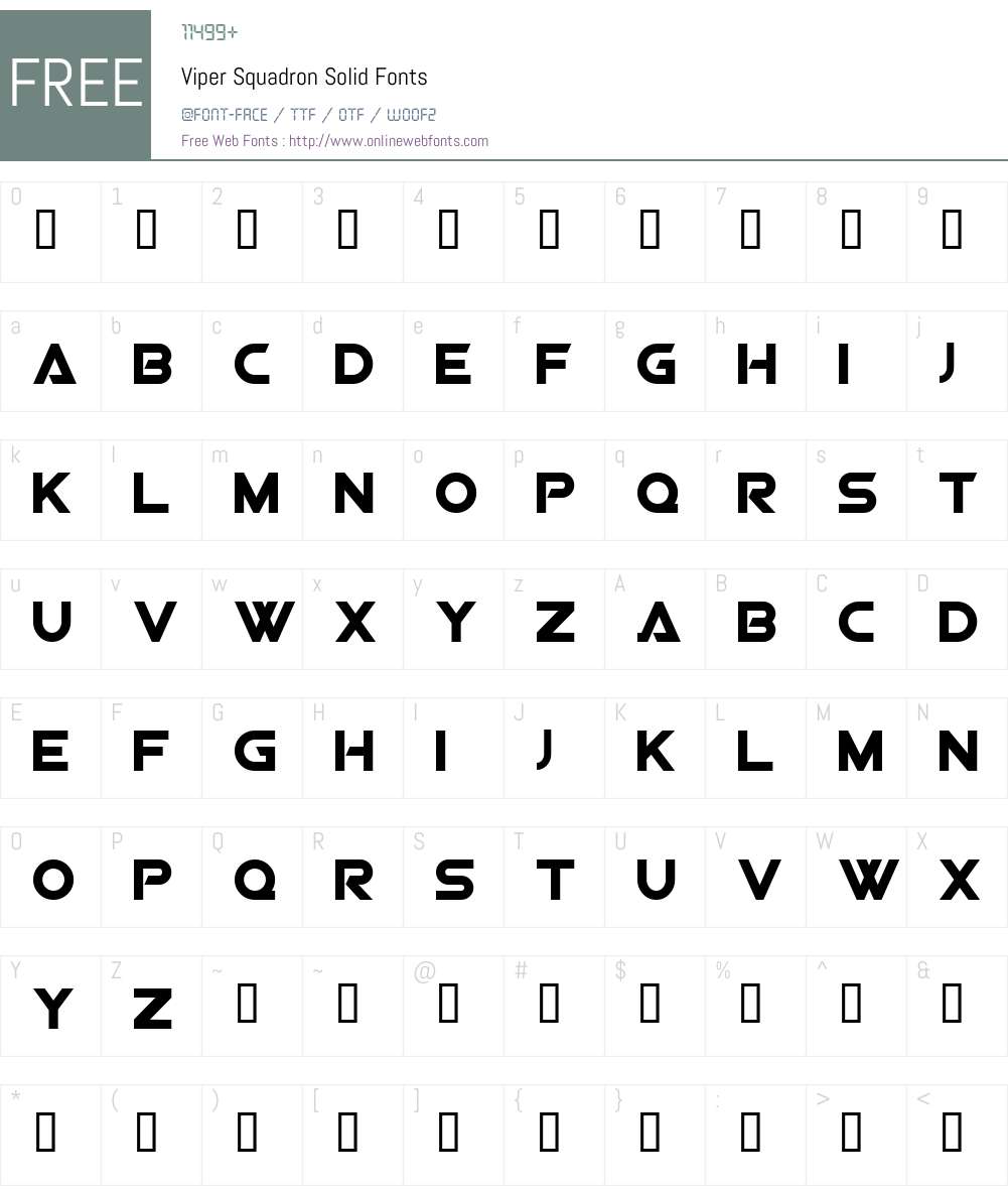 Viper Squadron Solid Font Screenshots