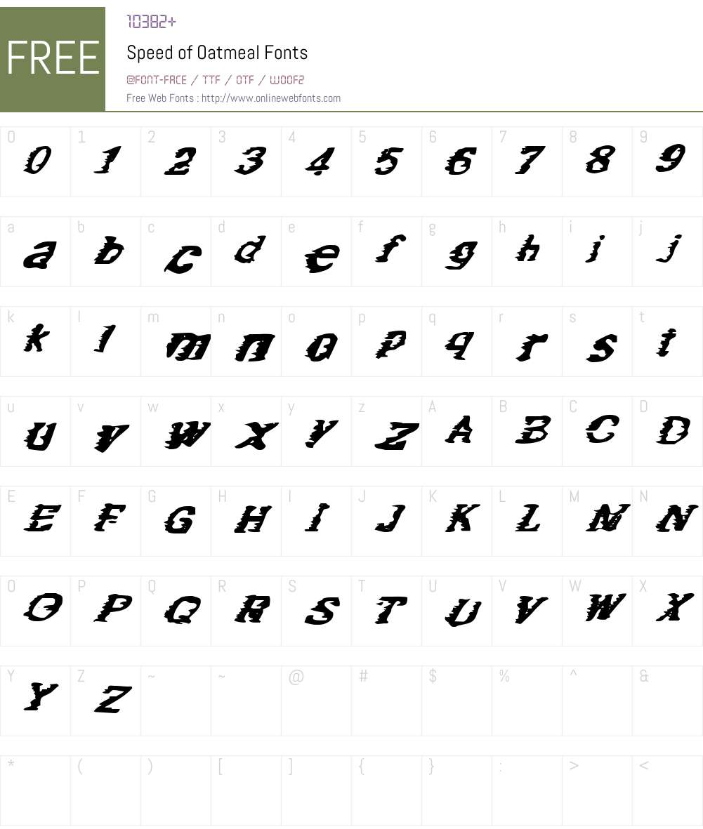 Speed of Oatmeal Font Screenshots