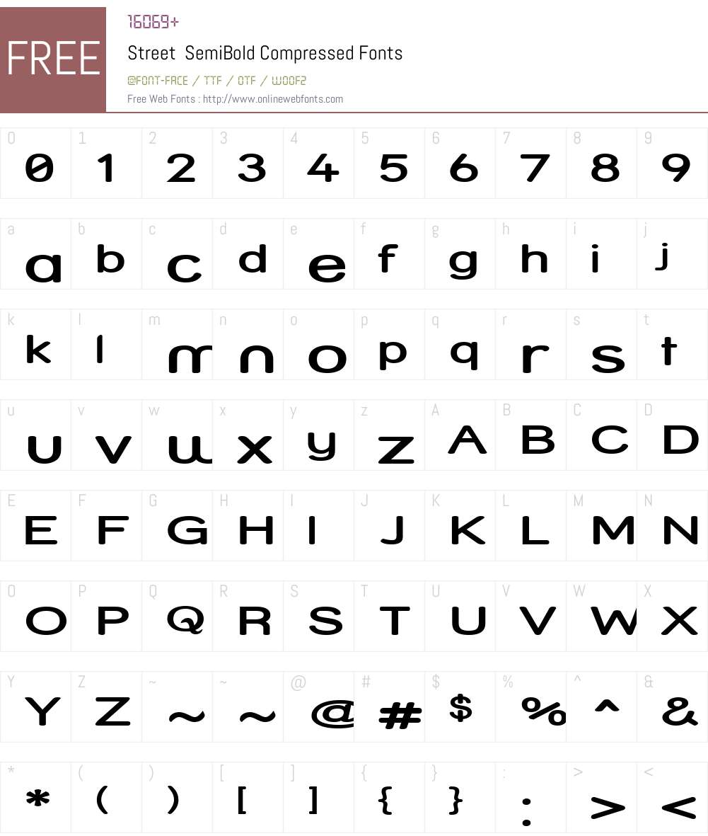 Street SemiBold Compressed Font Screenshots