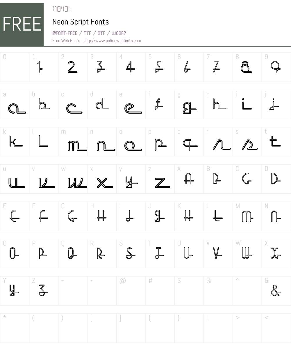Neon Script Font Screenshots