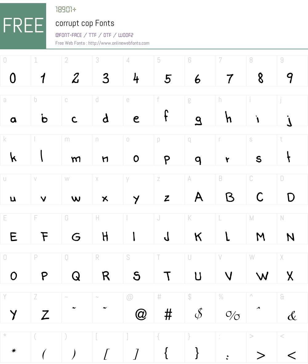 corrupt cop Font Screenshots