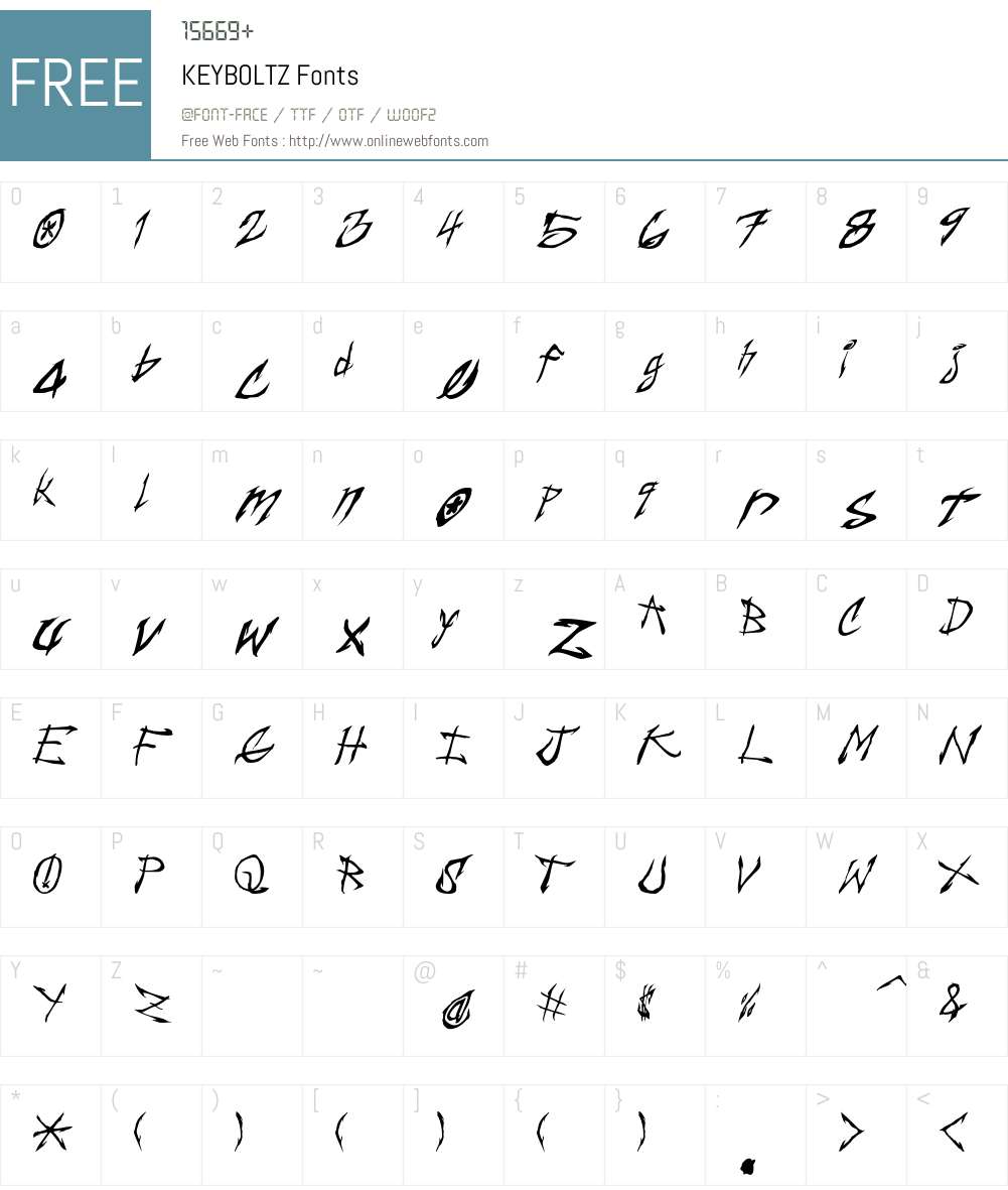 KEYBOLTZ Font Screenshots