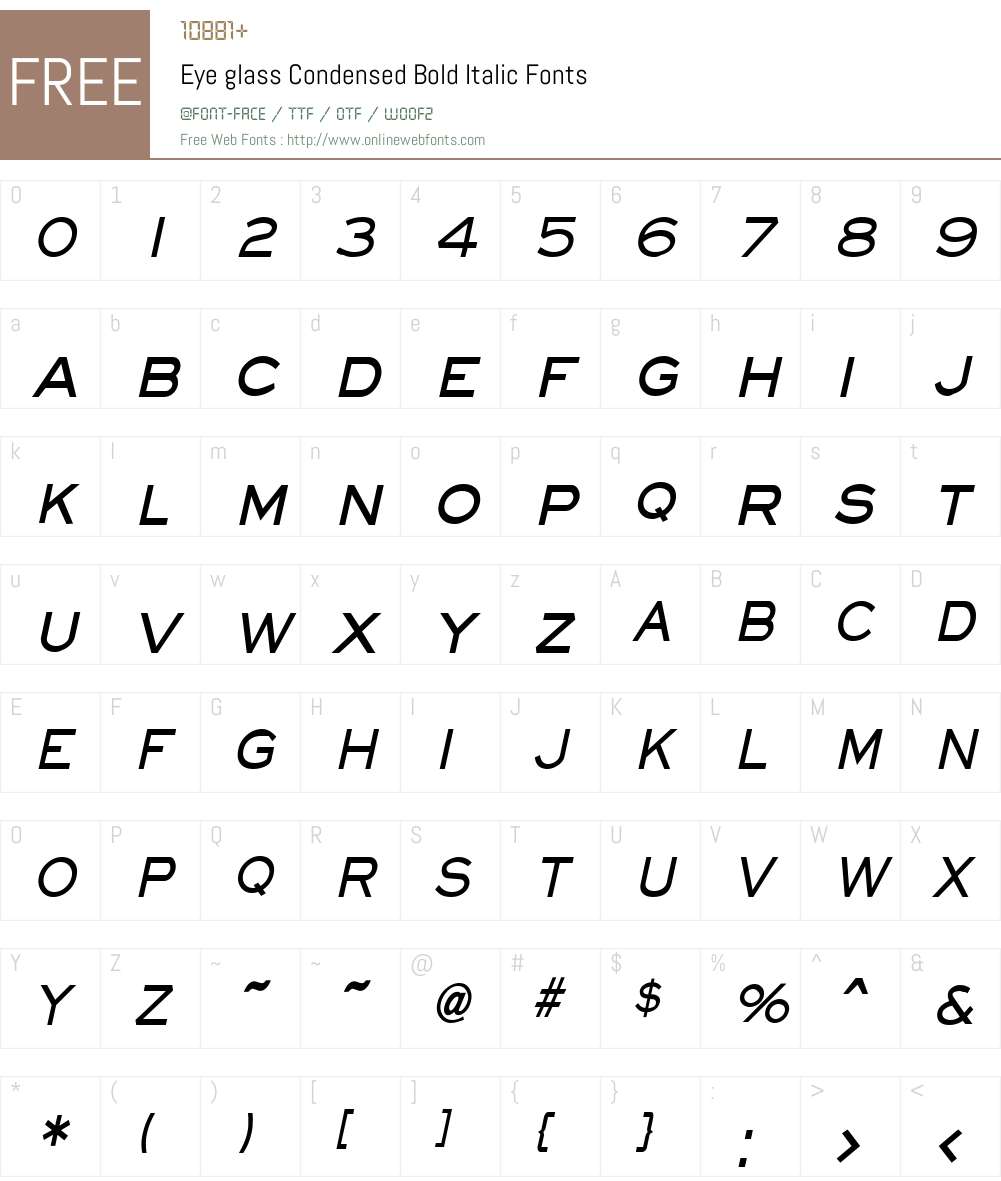 Eye glass Condensed Font Screenshots