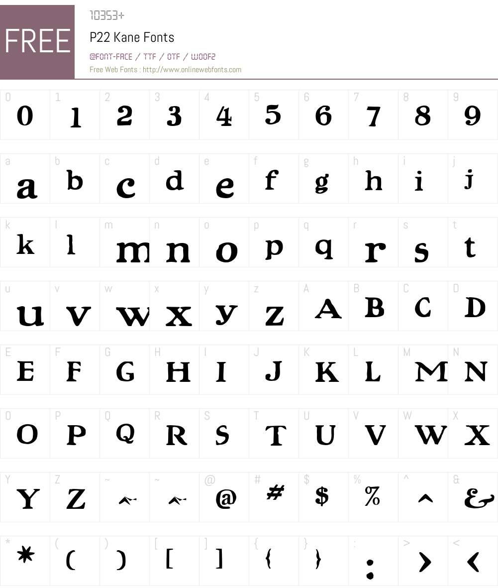 P22 Kane Font Screenshots