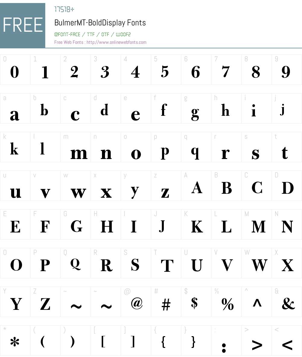 Bulmer MT Display Font Screenshots