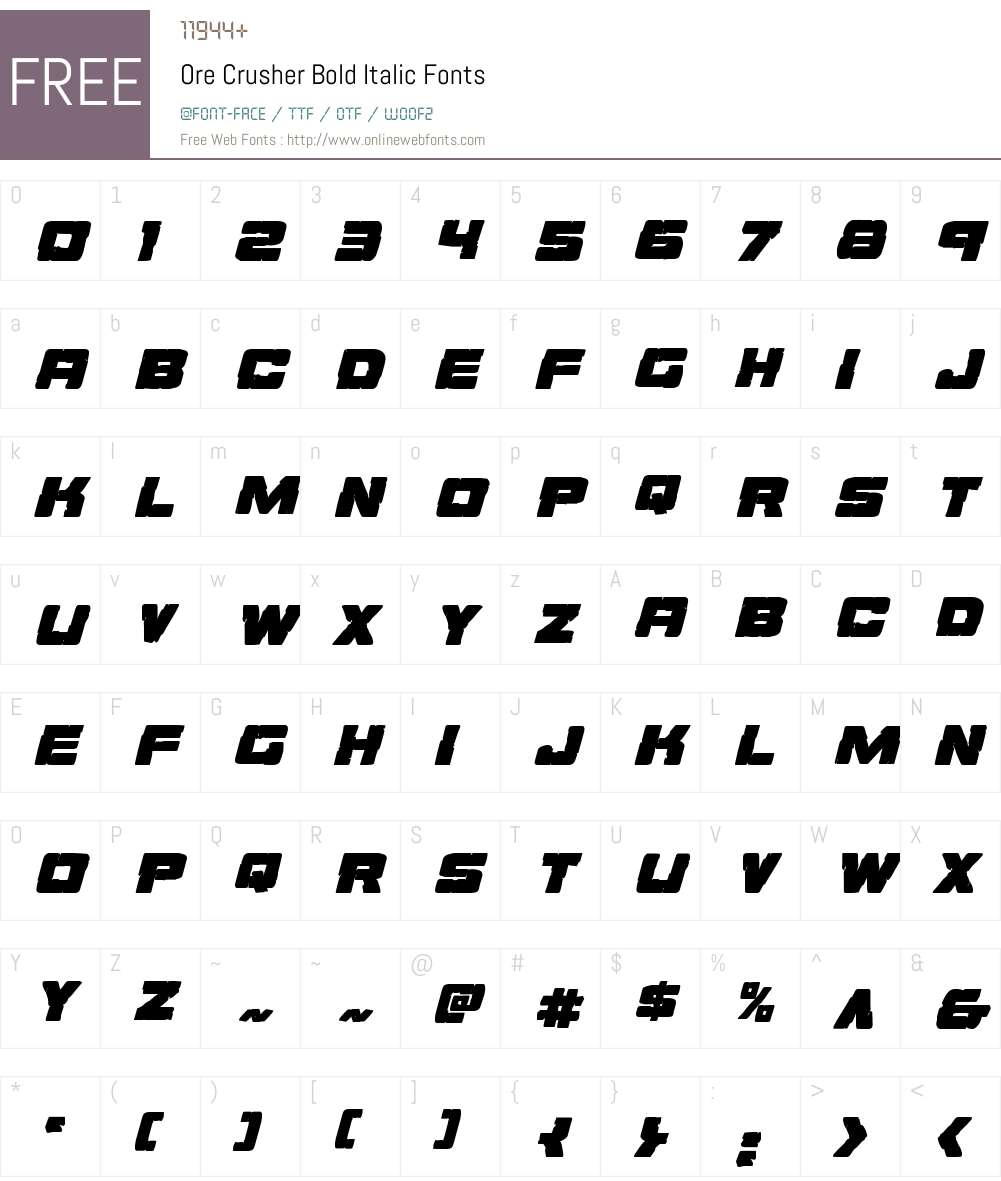 Ore Crusher Bold Italic Font Screenshots