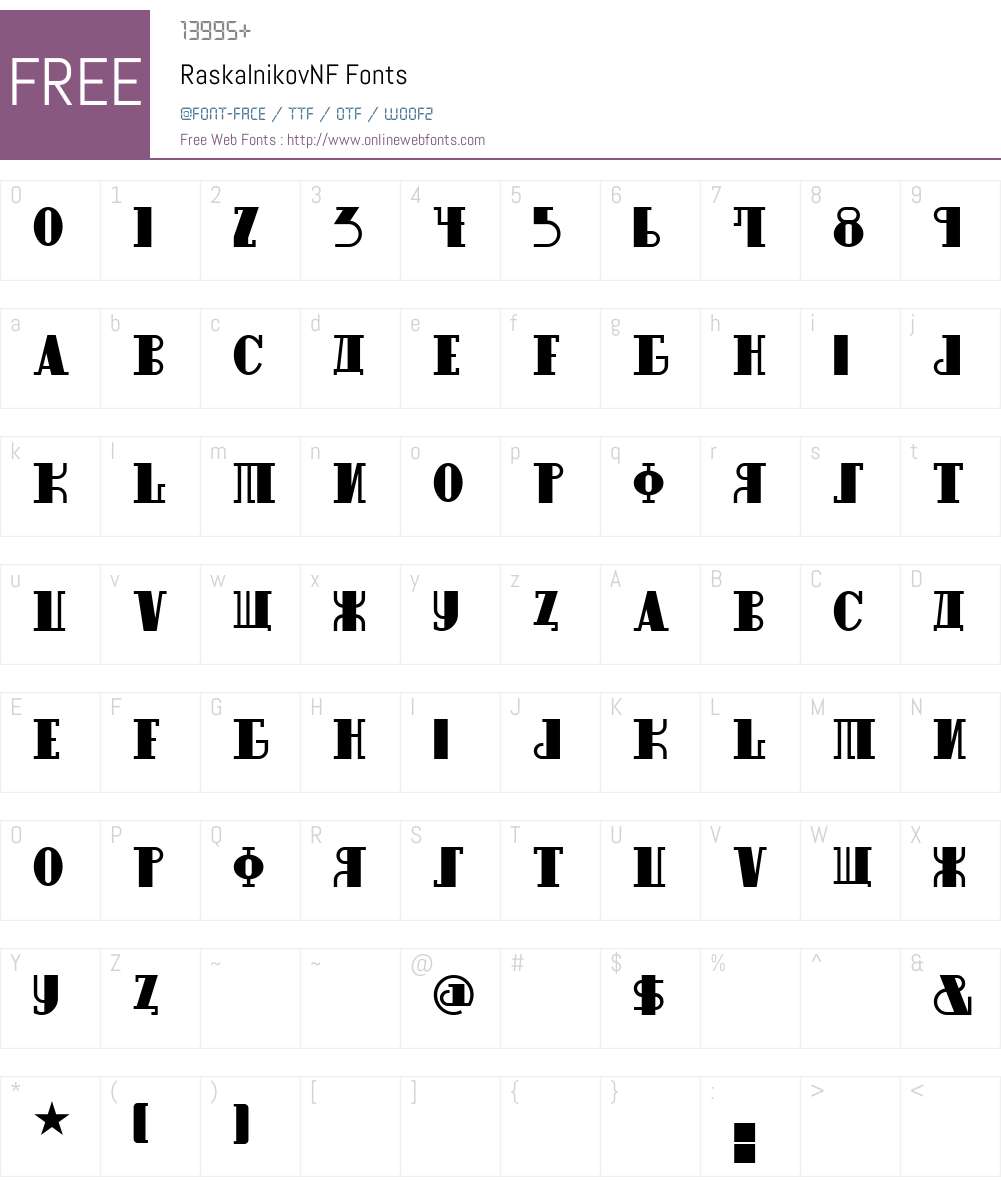 RaskalnikovNF Font Screenshots