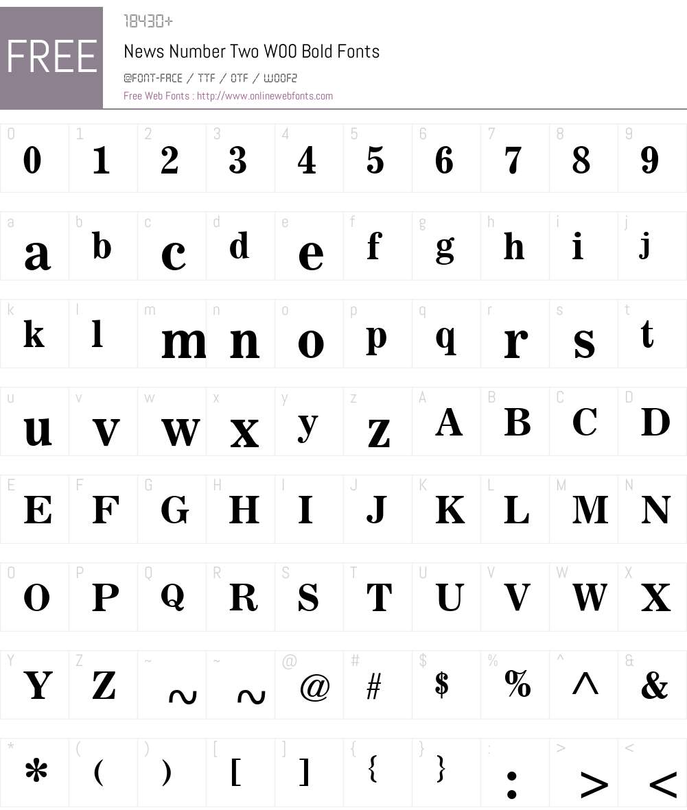 NewsNumberTwoW00-Bold Font Screenshots