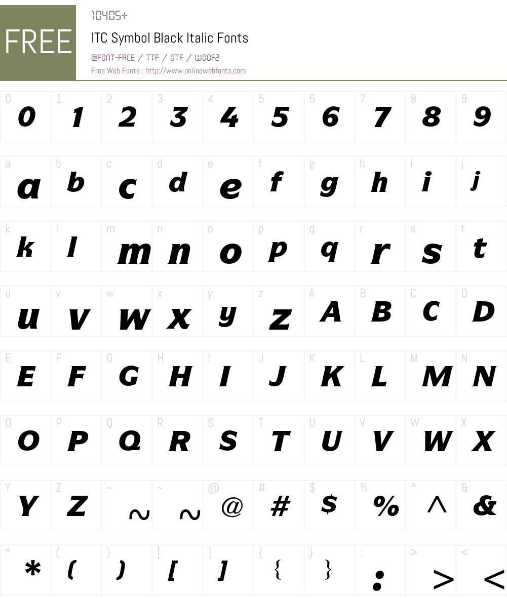 ITC Symbol Font Screenshots