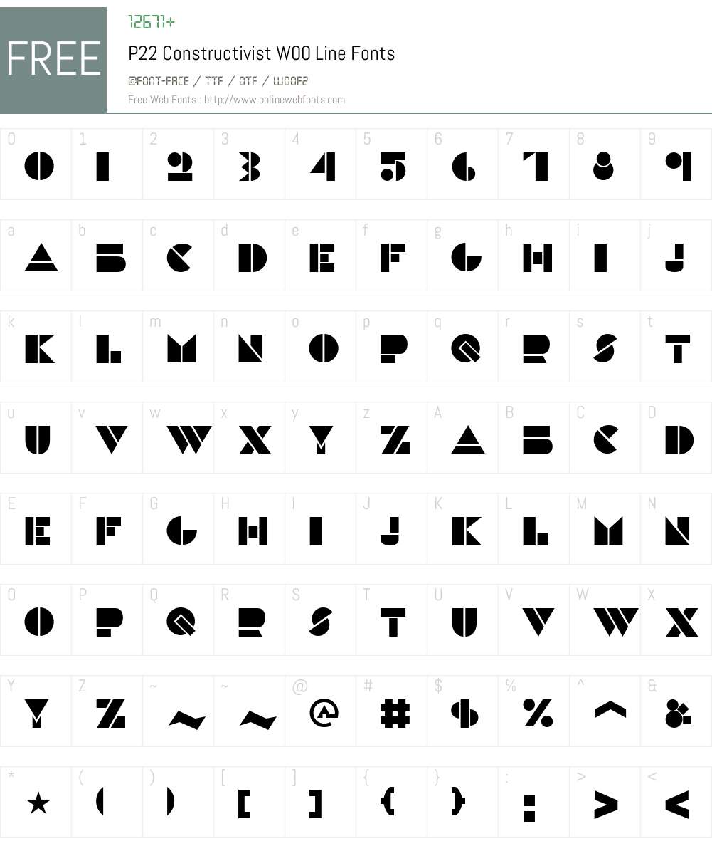 P22ConstructivistW00-Line Font Screenshots