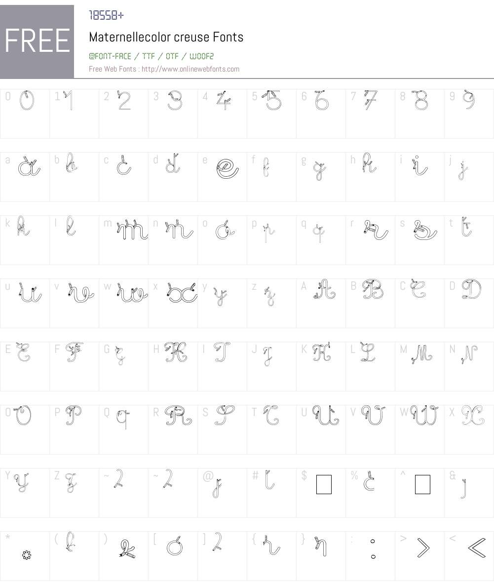 Maternellecolor creuse Font Screenshots