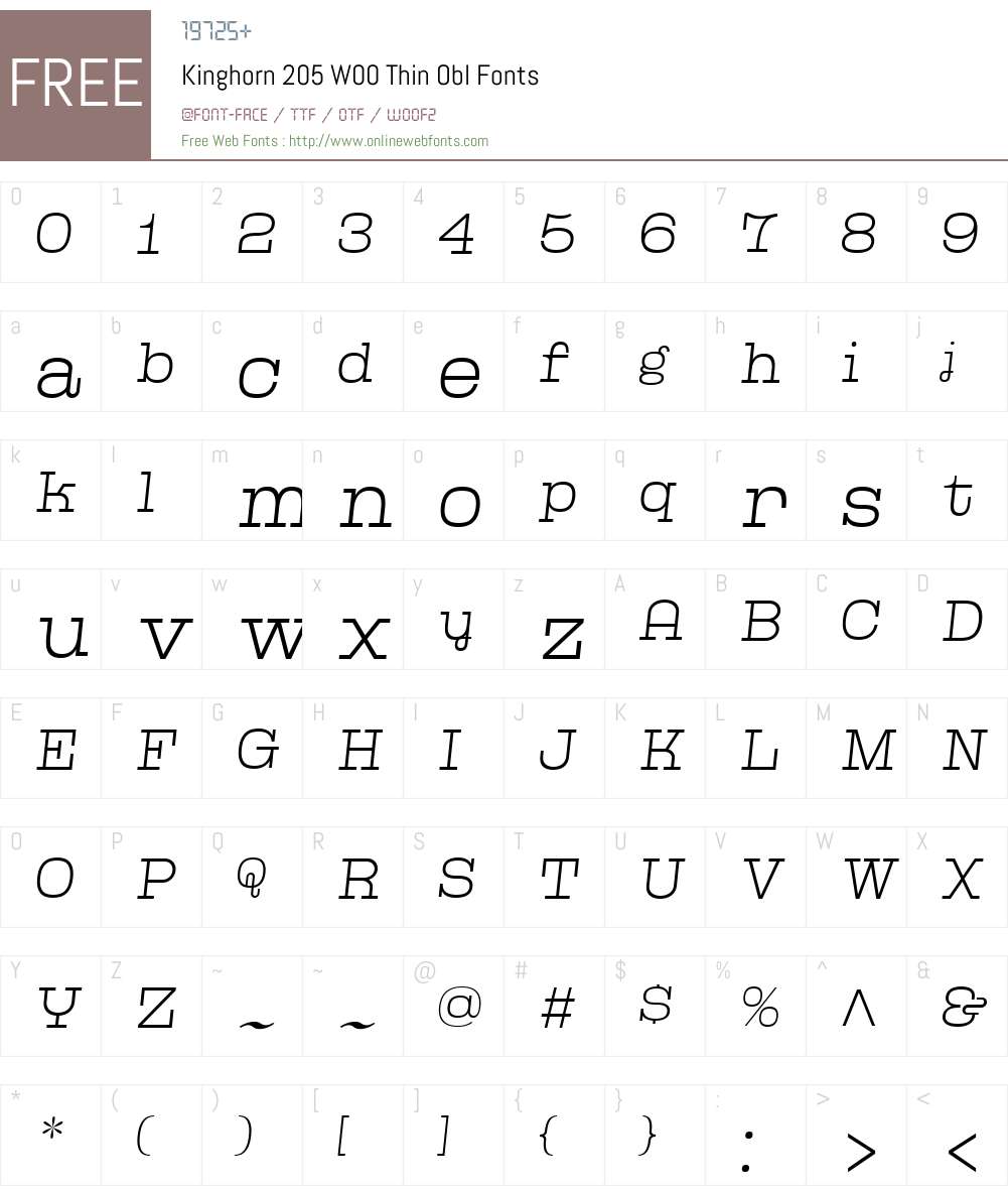 Kinghorn205W00-ThinObl Font Screenshots