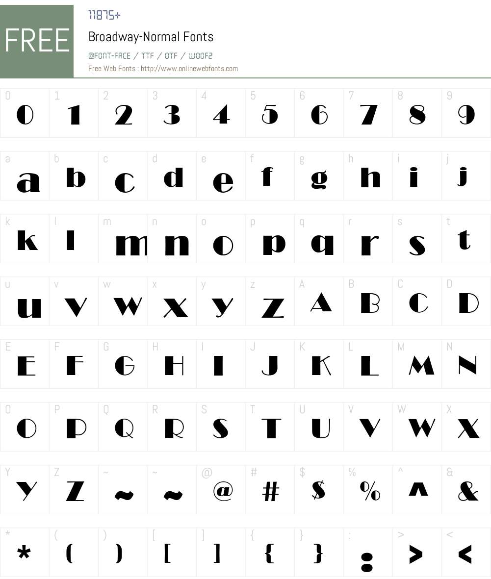 Broadway-Normal Font Screenshots