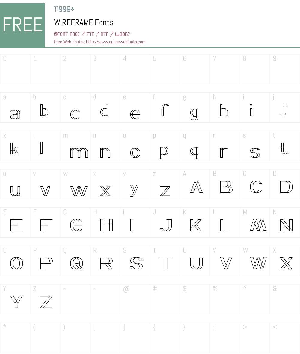 WIREFRAME Font Screenshots
