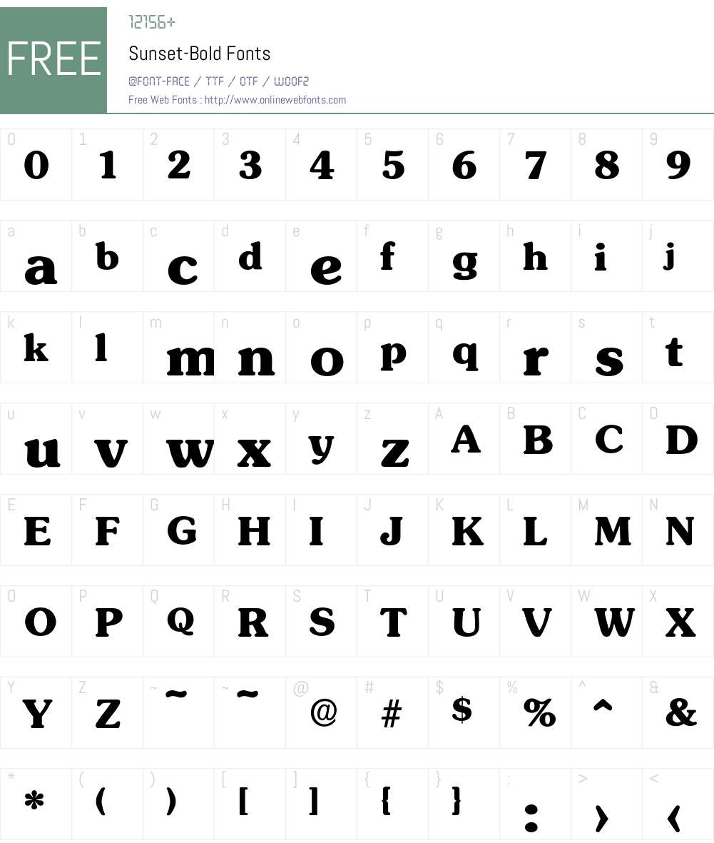 Sunset-Bold Font Screenshots