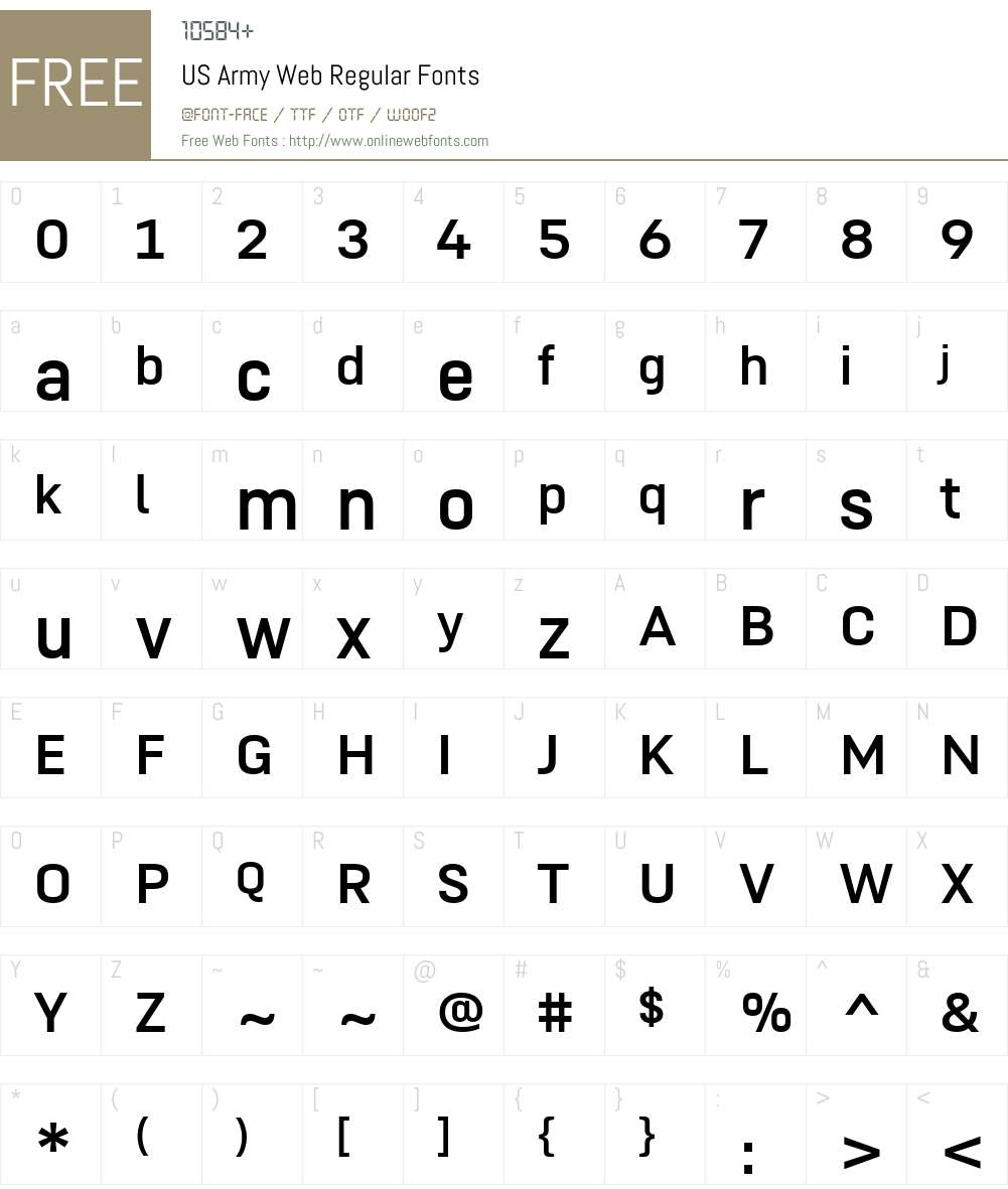 US Army Web Font Screenshots