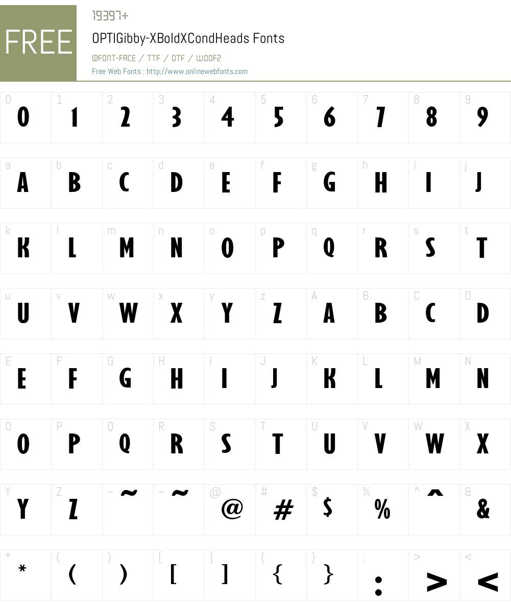 OPTIGibby-XBoldXCondHeads Font Screenshots
