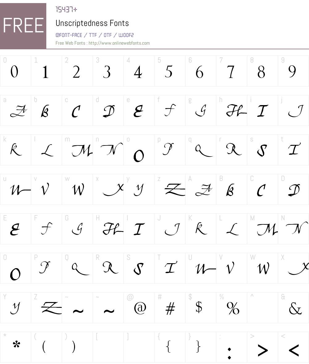 Unscriptedness Font Screenshots