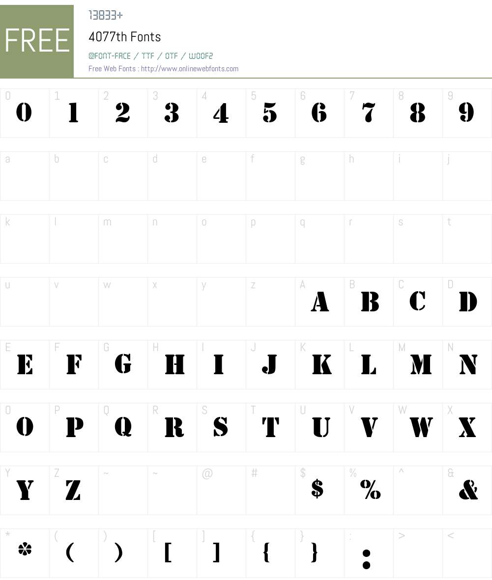 4077th Font Screenshots