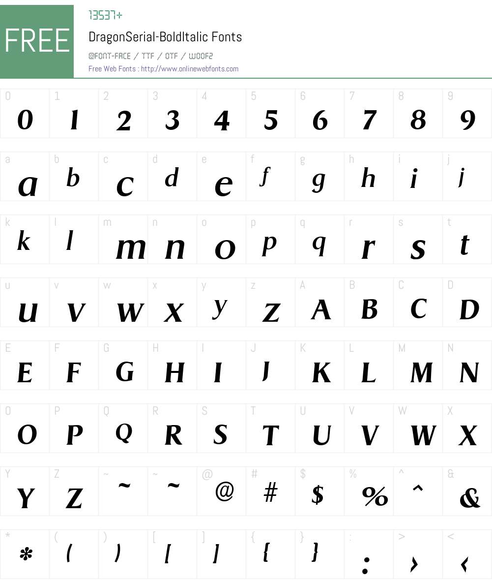 DragonSerial Font Screenshots