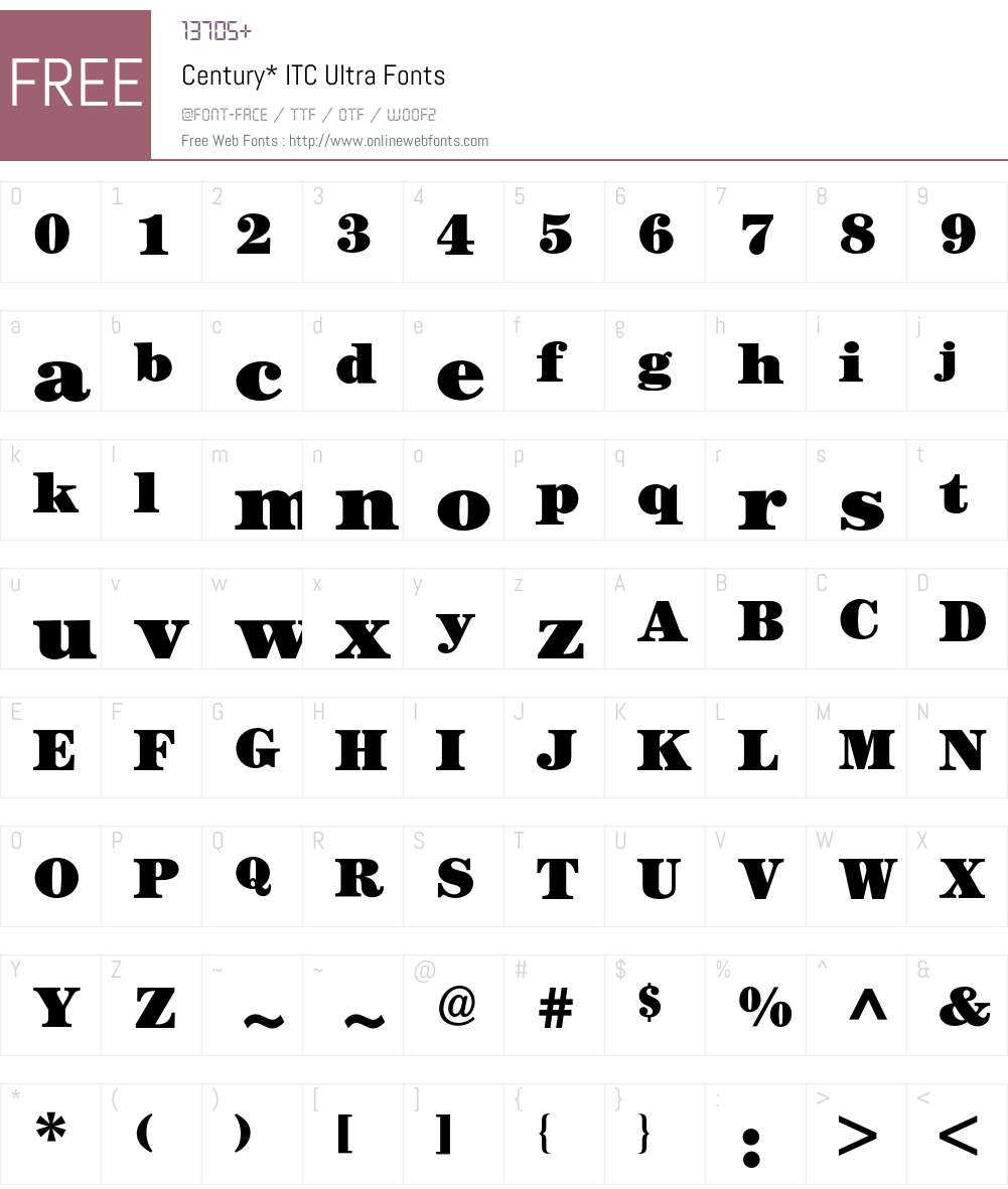 Century ITC BQ Font Screenshots