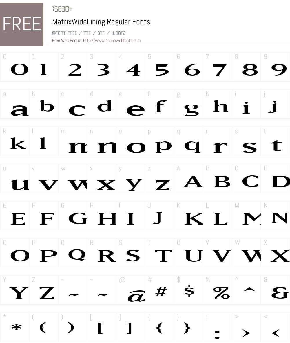 MatrixWideLining Font Screenshots