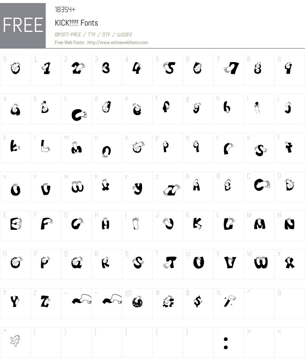 KICK!!!!! Font Screenshots