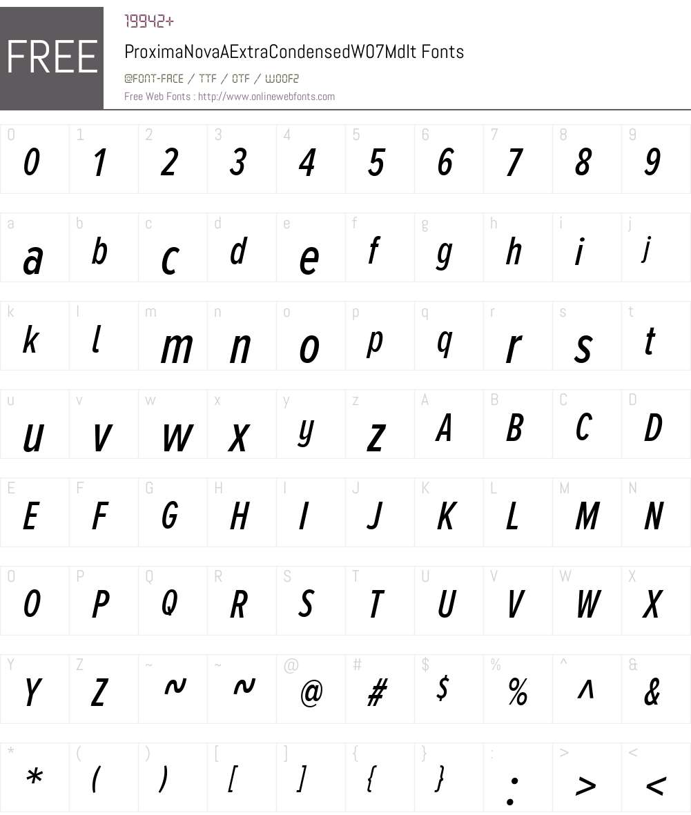 ProximaNovaAExtraCondensedW07-MdIt Font Screenshots