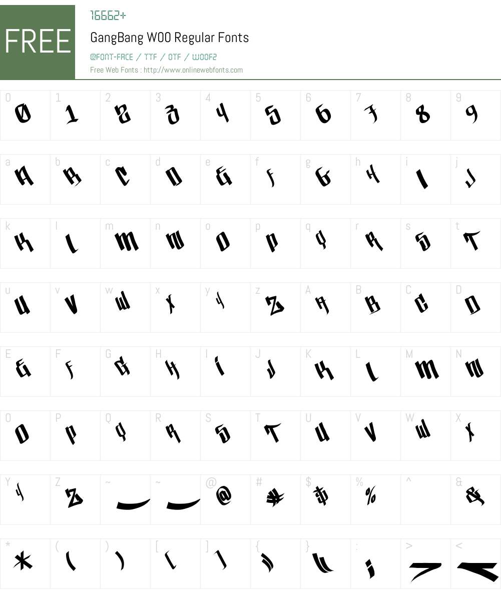 GangBangW00-Regular Font Screenshots