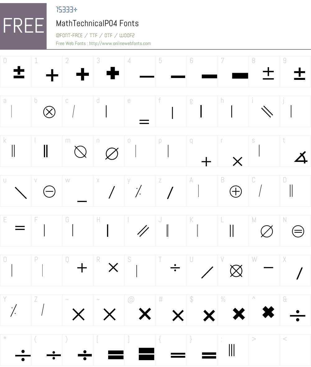 MathTechnical Font Screenshots