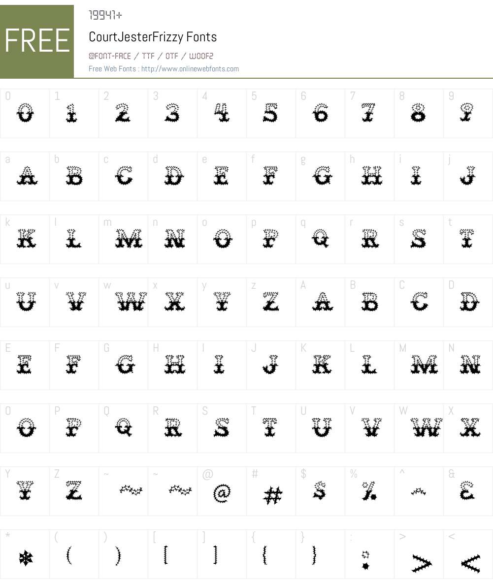 CourtJesterFrizzy Font Screenshots