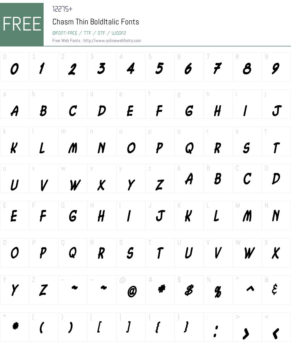 Chasm Thin Font Screenshots