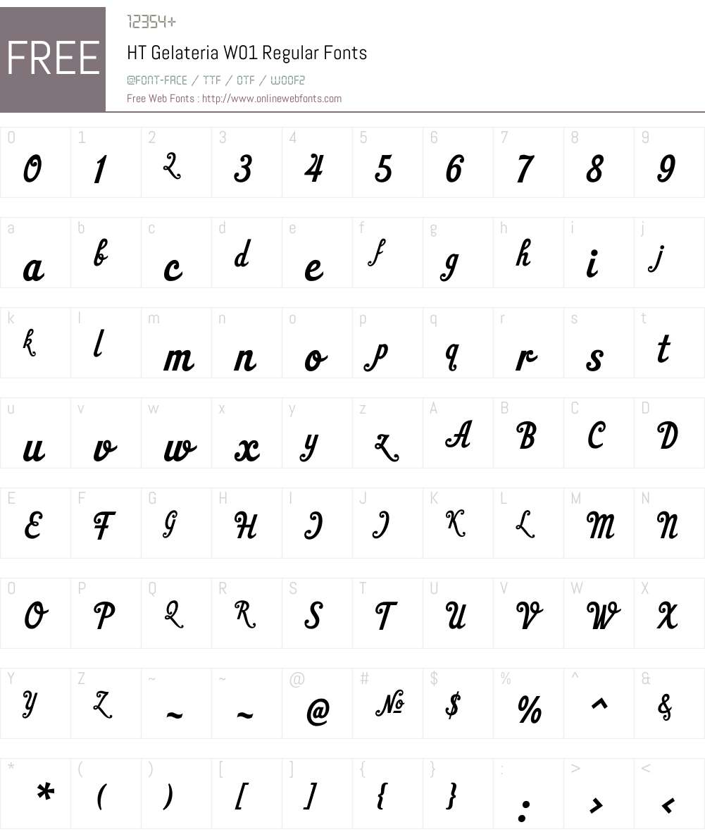 HTGelateriaW01-Regular Font Screenshots