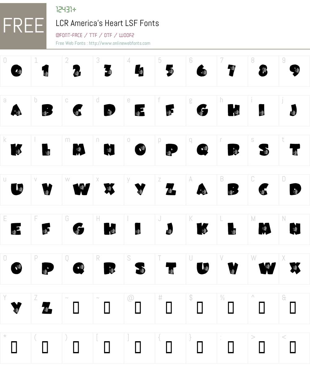 LCR America's Heart LSF Font Screenshots