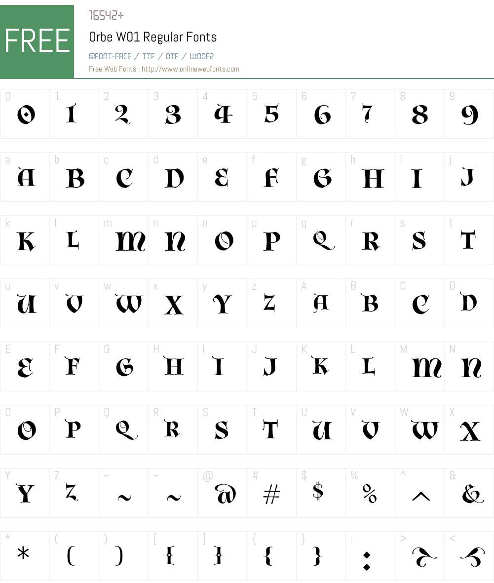 OrbeW01-Regular Font Screenshots