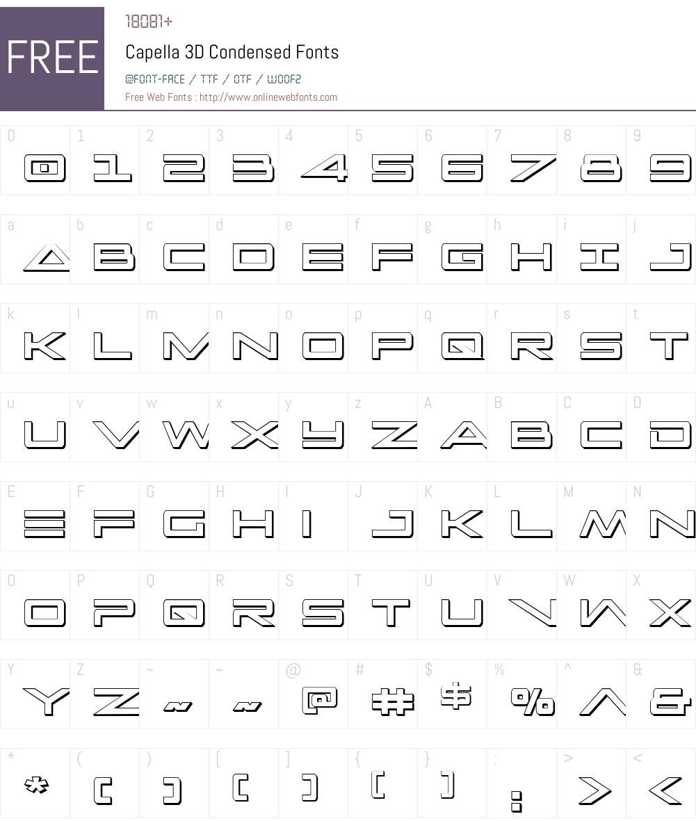 Capella 3D Condensed Font Screenshots