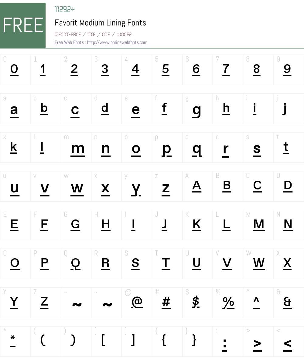 Favorit Medium Lining Font Screenshots
