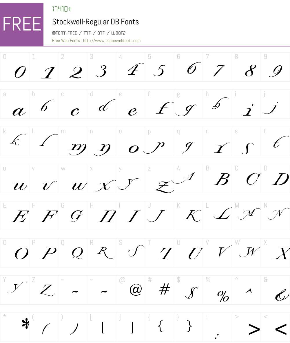 Stockwell DB Font Screenshots