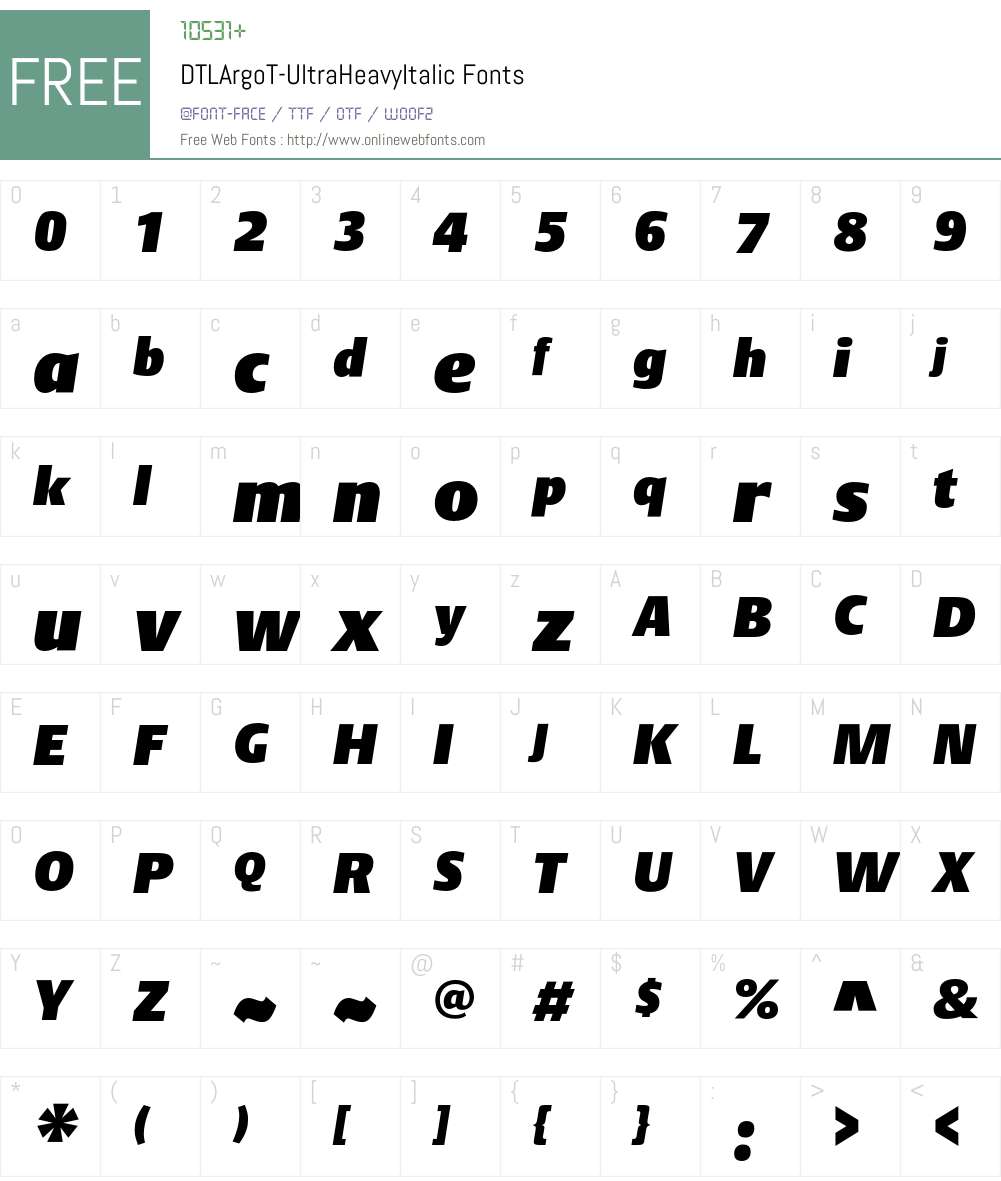DTLArgoT Font Screenshots