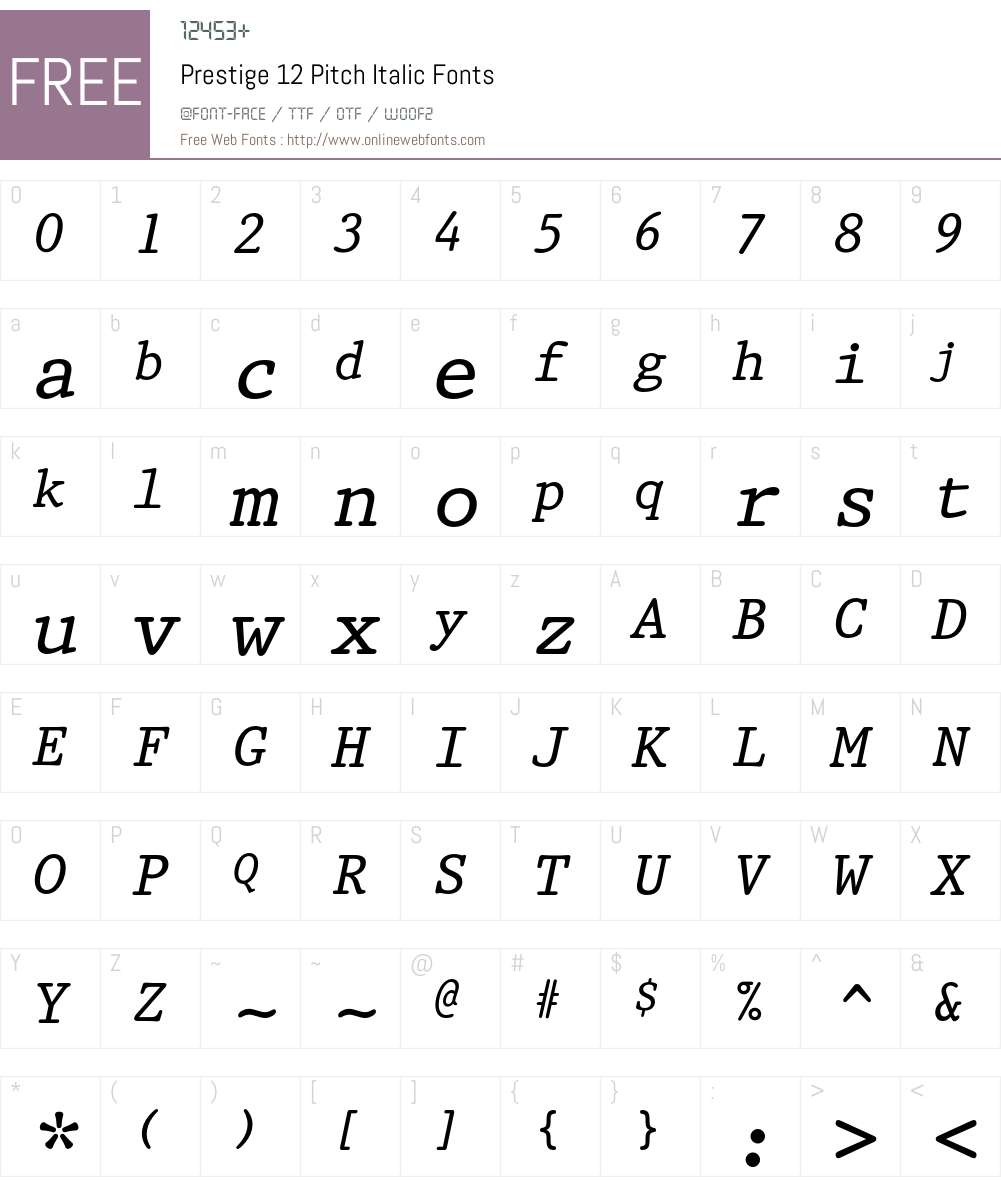 Prestige 12 Pitch Font Screenshots