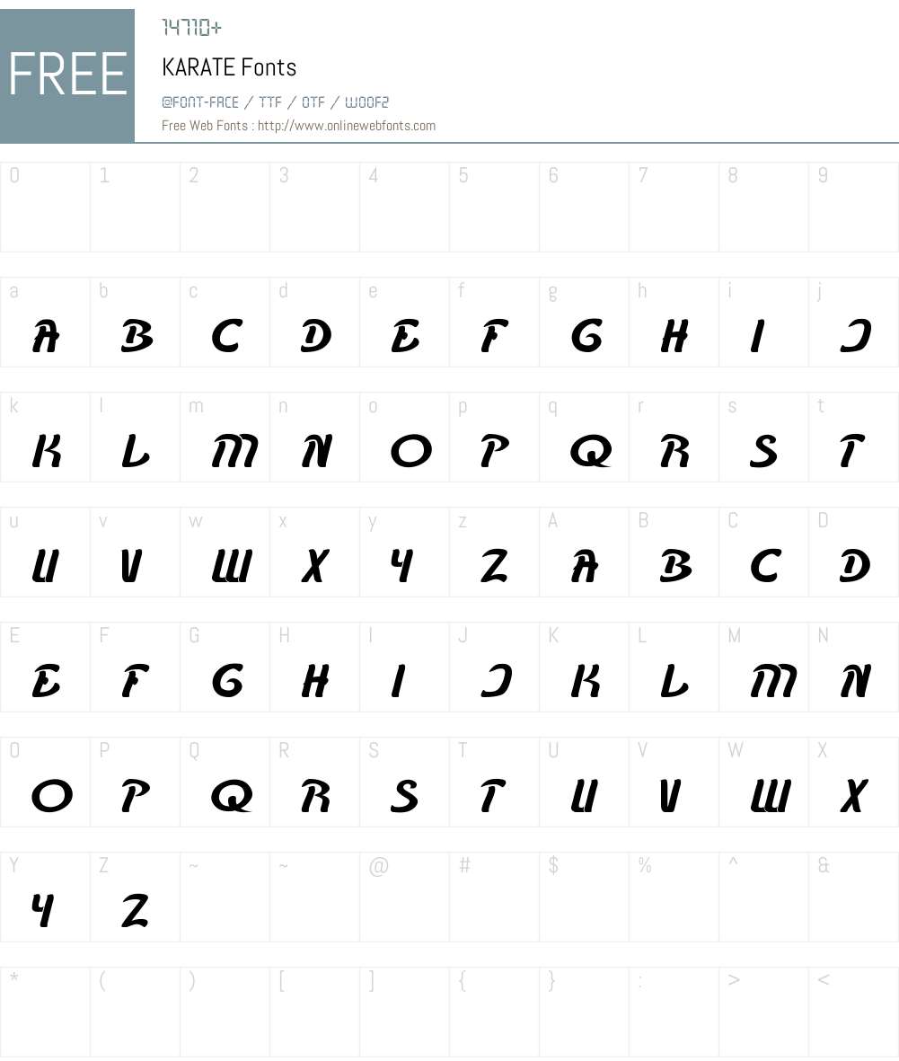 KARATE Font Screenshots