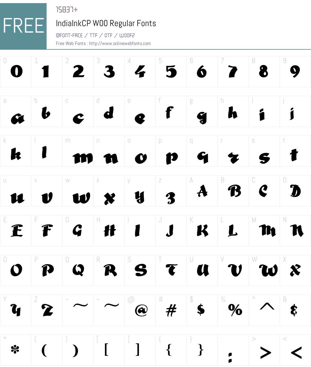 IndiaInkCPW00-Regular Font Screenshots