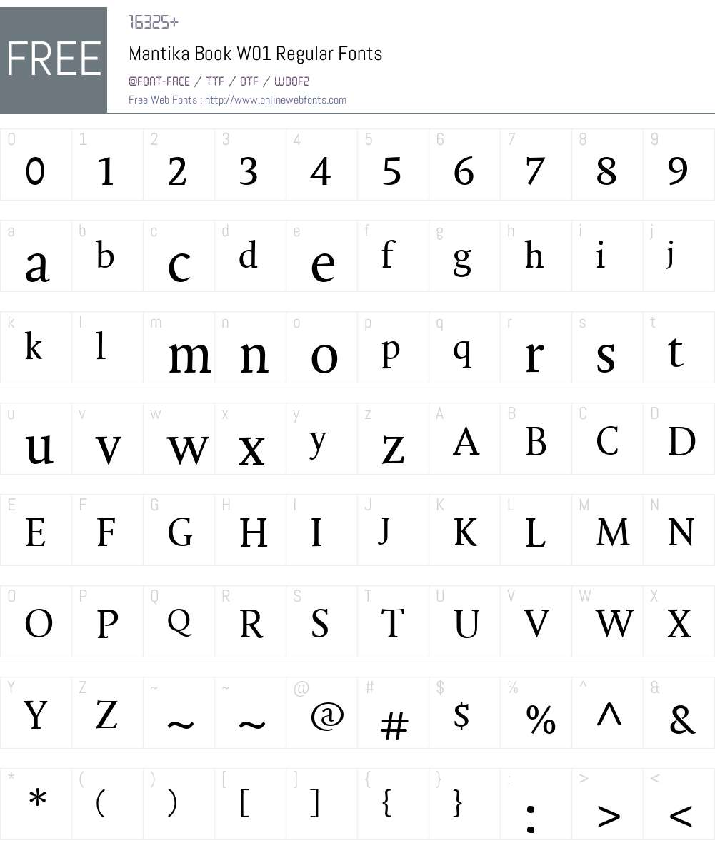 MantikaBookW01-Regular Font Screenshots