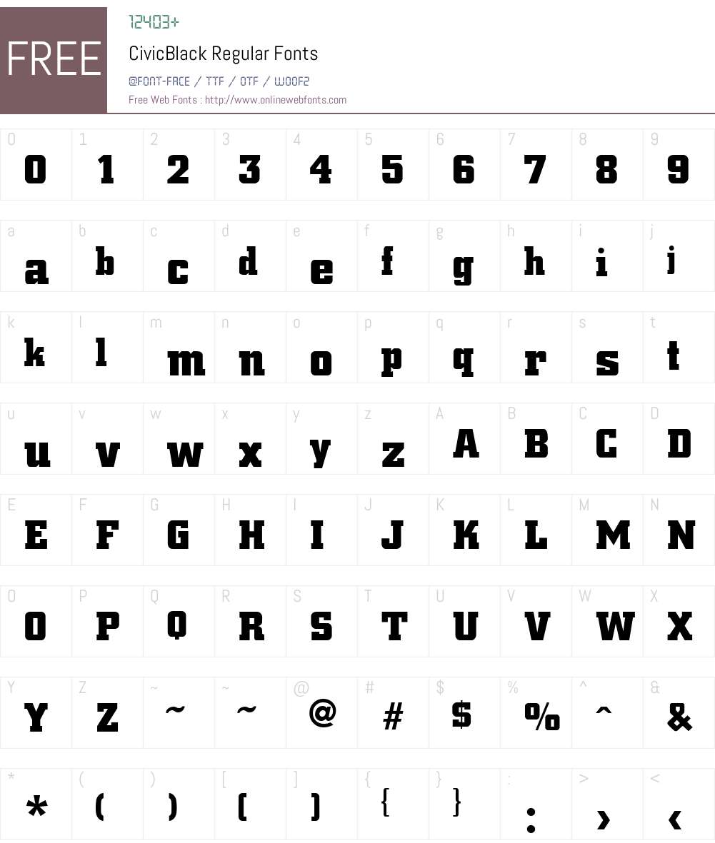 CivicBlack Font Screenshots